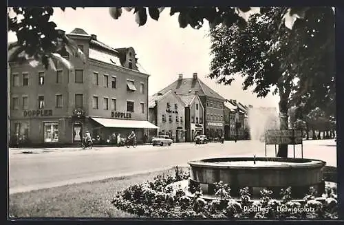 AK Plattling, Strassenpartie am Ludwigsplatz