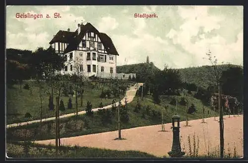 AK Geislingen a. St., Partie im Stadtpark