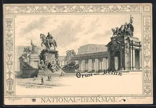 Lithographie Berlin, National-Denkmal