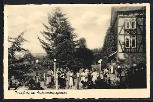 AK Bückeburg, Hotel Forsthaus Heinemeyer, Tanzdiele im Restaurationsgarten