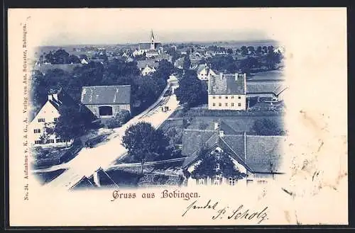AK Bobingen, Strassenpartie aus der Vogelschau