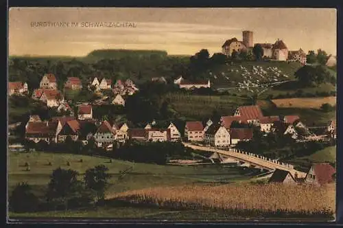 AK Burgthann, Ortspanorama mit Burg