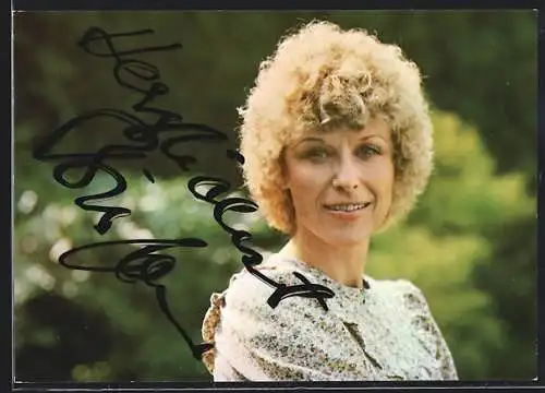 AK Musikerin Bibi Johns mit blondem lockigen Haar, mit Autograph