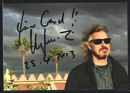 AK Musiker Wolfgang Niedecken der Band BAP unter stürmischem Himmel, mit Autograph