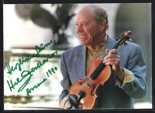 AK Musiker Helmut Zacharias mit seiner Violine, mit Autograph