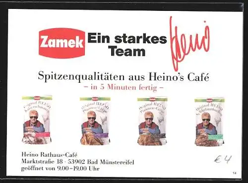 AK Musiker Heino, Portrait mit Gitarre, mit Autograph