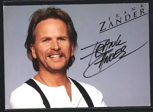 AK Musiker Frank Zander mit breitem Lächeln, mit Autograph