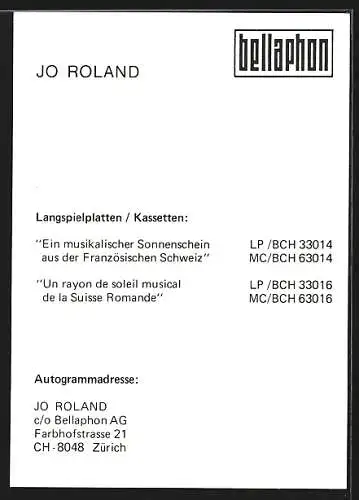 AK Musiker Jo Roland mit stoischem Blick in Nahaufnahme, mit Autograph