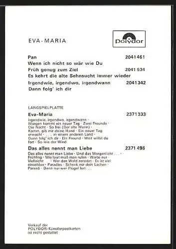 AK Musikerin Eva-Maria mit breitem Lächeln in grün-gemusterter Bluse, mit Autograph