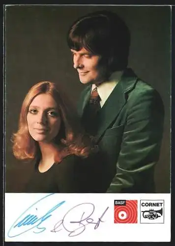 AK Musiker-Paar Cindy & Bert in inniger Pose, mit Autograph