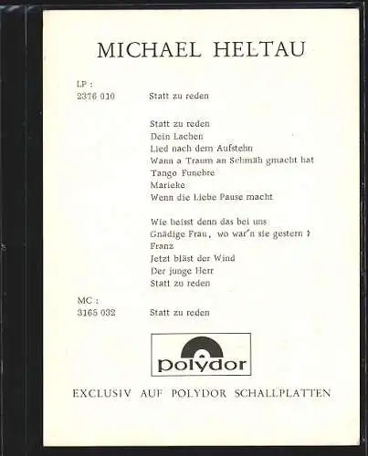 AK Musiker Michael Heltau im Porträt, Autograph