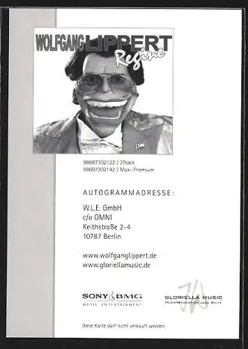 AK Musiker Wolfgang Lippert in Hemd und Brille, Autograph