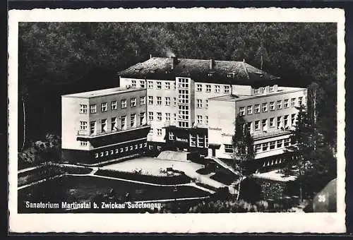 AK Martinstal b. Zwickau, Sanatorium aus der Vogelschau