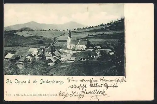 AK St. Oswald / Steiermark, Gesamtansicht mit Kirche