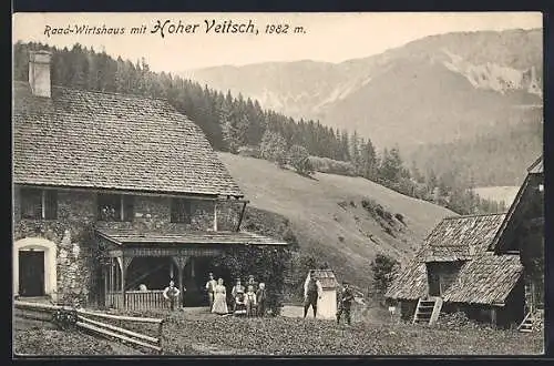 AK St. Barbara im Mürztal, Gasthaus Raad mit Hoher Veitsch