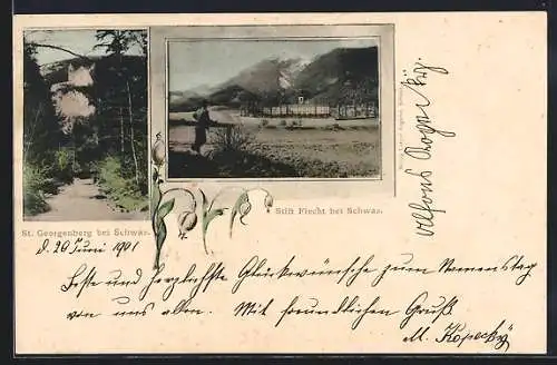 AK St. Georgenberg bei Schwaz, Ortspartie, Stift Fiecht
