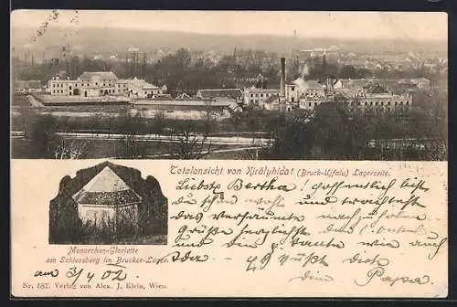 AK Királyhida /Bruck-Ujfalu, Totalansicht Lagerseite, Monarchen-Gloriette am Schiessberg im Brucker-Lager