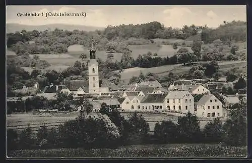 AK Grafendorf /Oststeiermark, Teilansicht mit Kirche