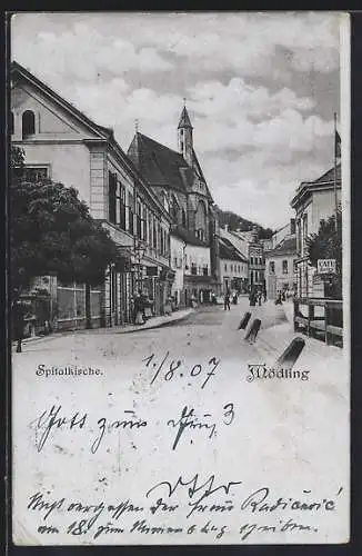 AK Mödling, Strasse an der Spitalkirche