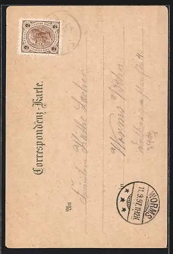 Lithographie Achensee, Dampfer auf dem See mit Bergpanorama