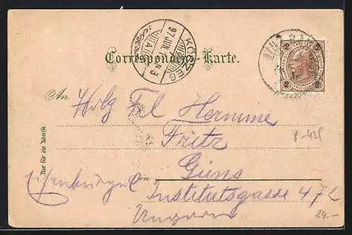Lithographie Linz a. D., Franz Josefs Platz gegen die Landstrasse, Pöstlingberg