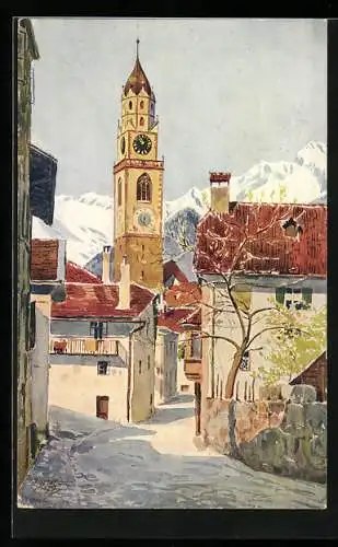 Künstler-AK J. Marschall: Meran, Hallergasse
