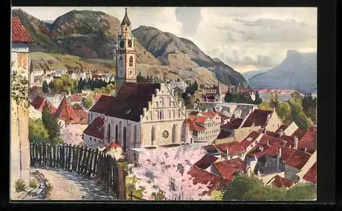 Künstler-AK J. Marschall: Meran, Blick vom Tappeinerweg