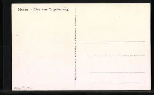 Künstler-AK J. Marschall: Meran, Blick vom Tappeinerweg