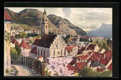 Künstler-AK J. Marschall: Meran, Blick vom Tappeinerweg