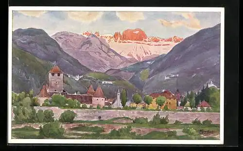 Künstler-AK J. Marschall: Bozen, Rosengarten von der Wassermauer