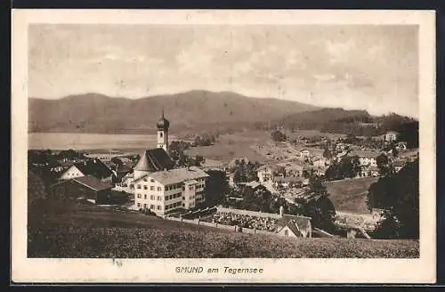 AK Gmund am Tegernsee, Teilansicht mit Kirche