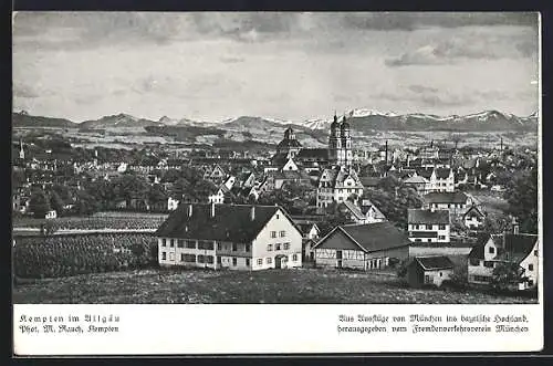 AK Kempten /Allg., Ortsansicht mit Bergpanorama