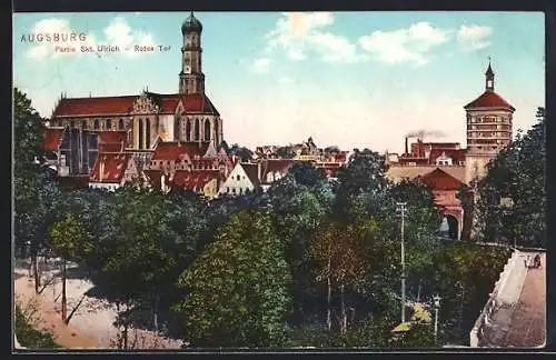 AK Augsburg, Kirche Sankt Ulrich und Rotes Tor