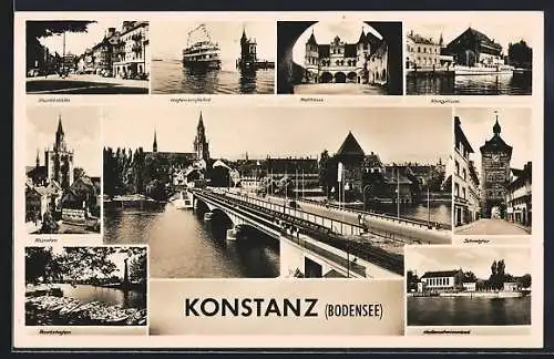 AK Konstanz /Bodensee, Ortsansichten mit Brücke und Hafen