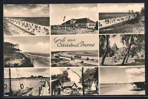 AK Prerow /Ostsee, Ortsansichten, Strand, Kirche