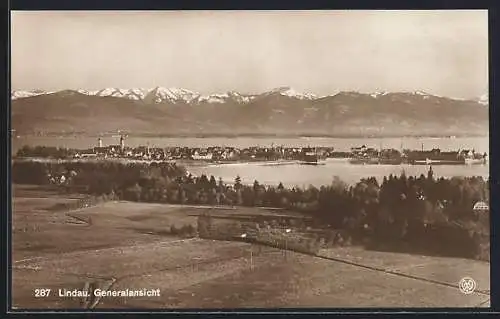 AK Lindau / Bodensee, Generalansicht mit Bergpanorama