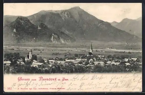 AK Nussdorf a. Inn, Ortsansicht mit Kirche