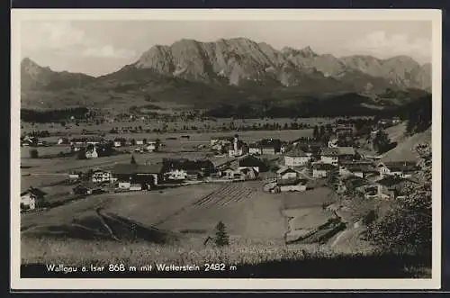 AK Wallgau a. Isar, Ortsansicht aus der Vogelschau