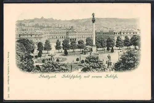 AK Stuttgart, Schlossplatz mit neuem Schloss