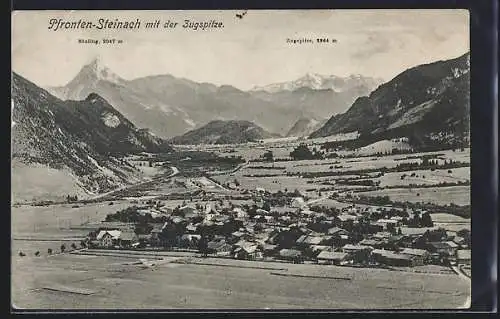 AK Pfronten-Steinach, Ortsansicht mit der Zugspitze