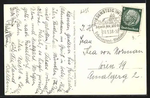 AK Wiesensteig /Württ., Ortsansicht aus der Vogelschau