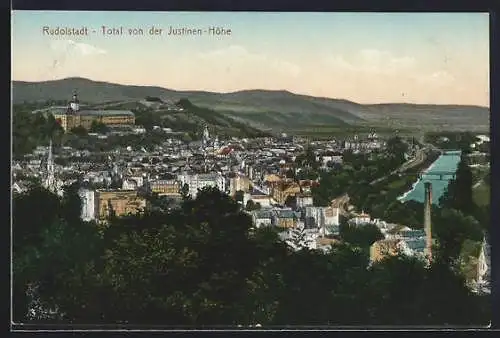 AK Rudolstadt, Totalansicht von der Justinen-Höhe