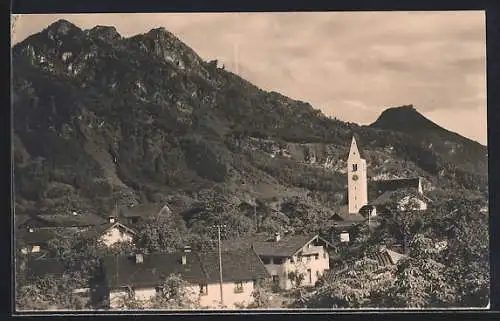 AK Nussdorf am Inn, Ortsansicht mit Heuberg, Blick vom Gasthof Bernrieder