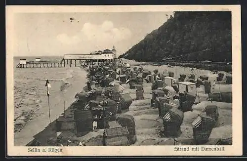 AK Sellin a. Rügen, Strand mit Damenbad