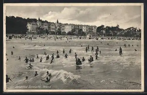 AK Zinnowitz /Ostsee, Strand mit Badenden