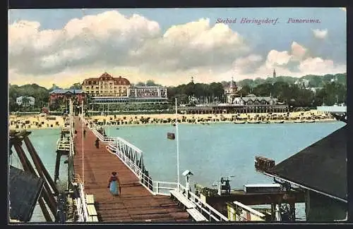 AK Heringsdorf / Seebad, Panorama von der Seebrücke