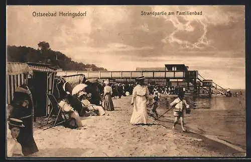 AK Heringsdorf /Ostsee, Strandpartie am Familienbad