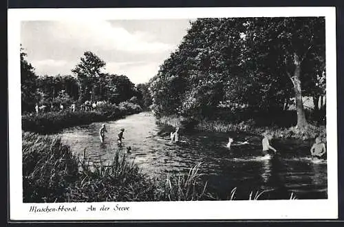 AK Maschen-Horst, An der Seeve mit Badenden