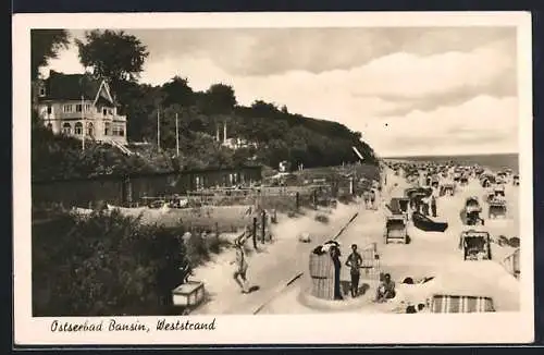 AK Bansin /Ostsee, Weststrand mit Strandkörben