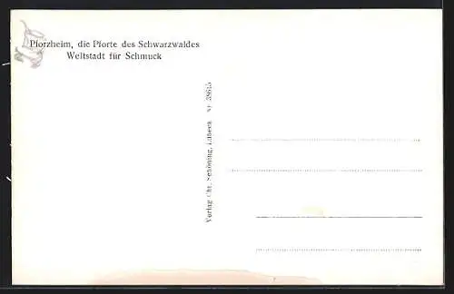 AK Pforzheim, Totalansicht mit Bäumen